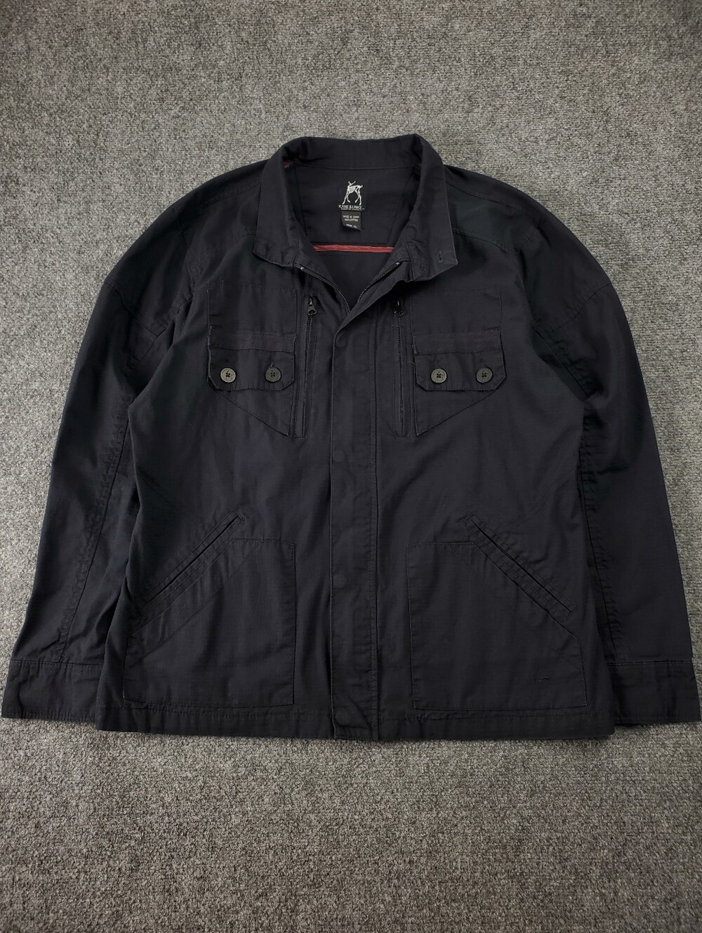 Kane & Unke Field Jacket Mens XL Military Style Utility Black Cotton Grunge
